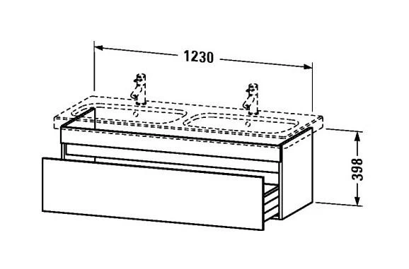 Duravit DuraStyle - Wastafelonderkast 398x1230x448 Mm, 1 Lade, Glanzend Wit DS639802222 - Afbeelding 2