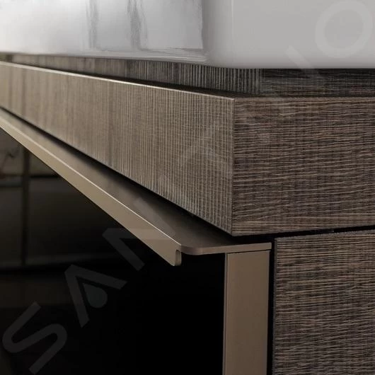 Geberit Citterio - Wastafelonderkast 560 Mm Voor Waskom, Met Bijzetplank, Glanzend Zwart/eik Grijsbruin 500.565.JJ.1 - Afbeelding 3