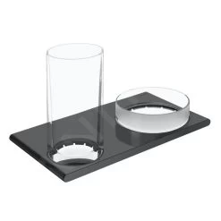 Keuco Edition 400 - Beker Met Schaal Wandbevestiging, Glas/zwart Chroom Geborsteld 11554139000