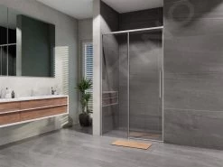 Lansanit LitLUX Slim Alvaro - Douche Schuifdeur 1100 Mm, Glanzend Aluminium/helder Glas SZD11