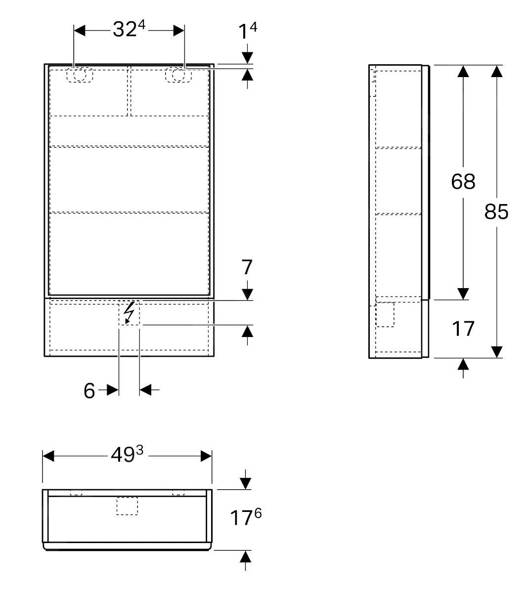 Geberit Selnova Square - Spiegelkast 850x493x176 Mm, 2 Deuren, Glanzend Wit 500.157.01.1 - Afbeelding 2