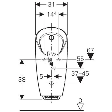 Geberit Urinoirs - Urinoir Preda Voor Geïntegreerd Besturing, Wit 116.075.00.1 - Afbeelding 2