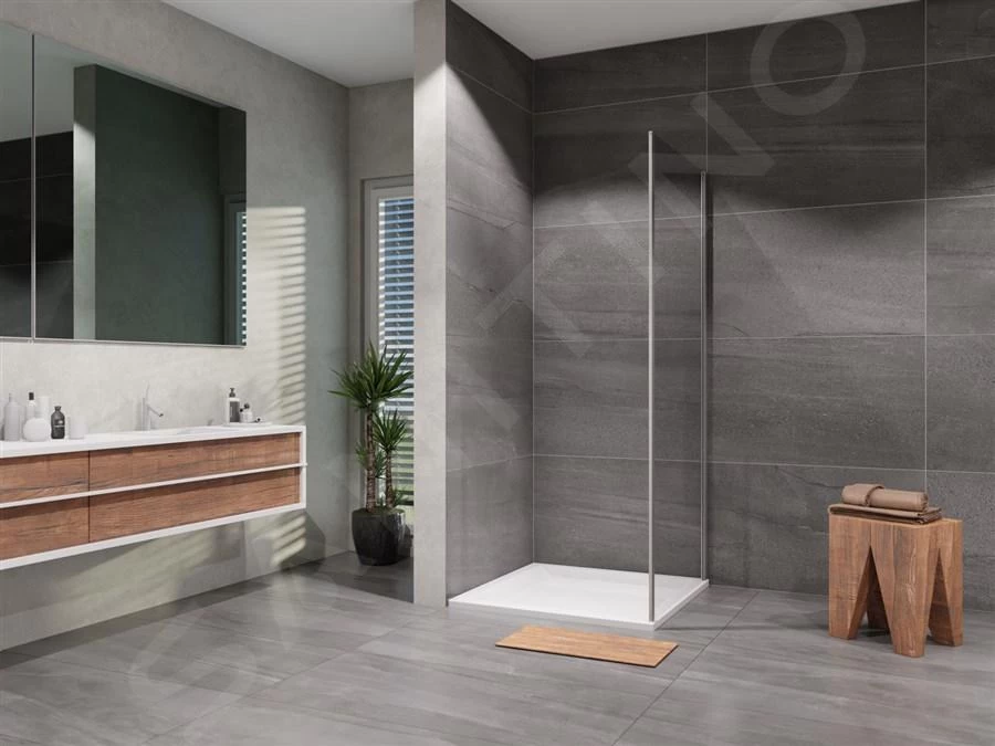 Lansanit LitEX - Vaste Douchewand 1000 Mm, Glanzend Aluminium/helder Glas SPF100-190-C