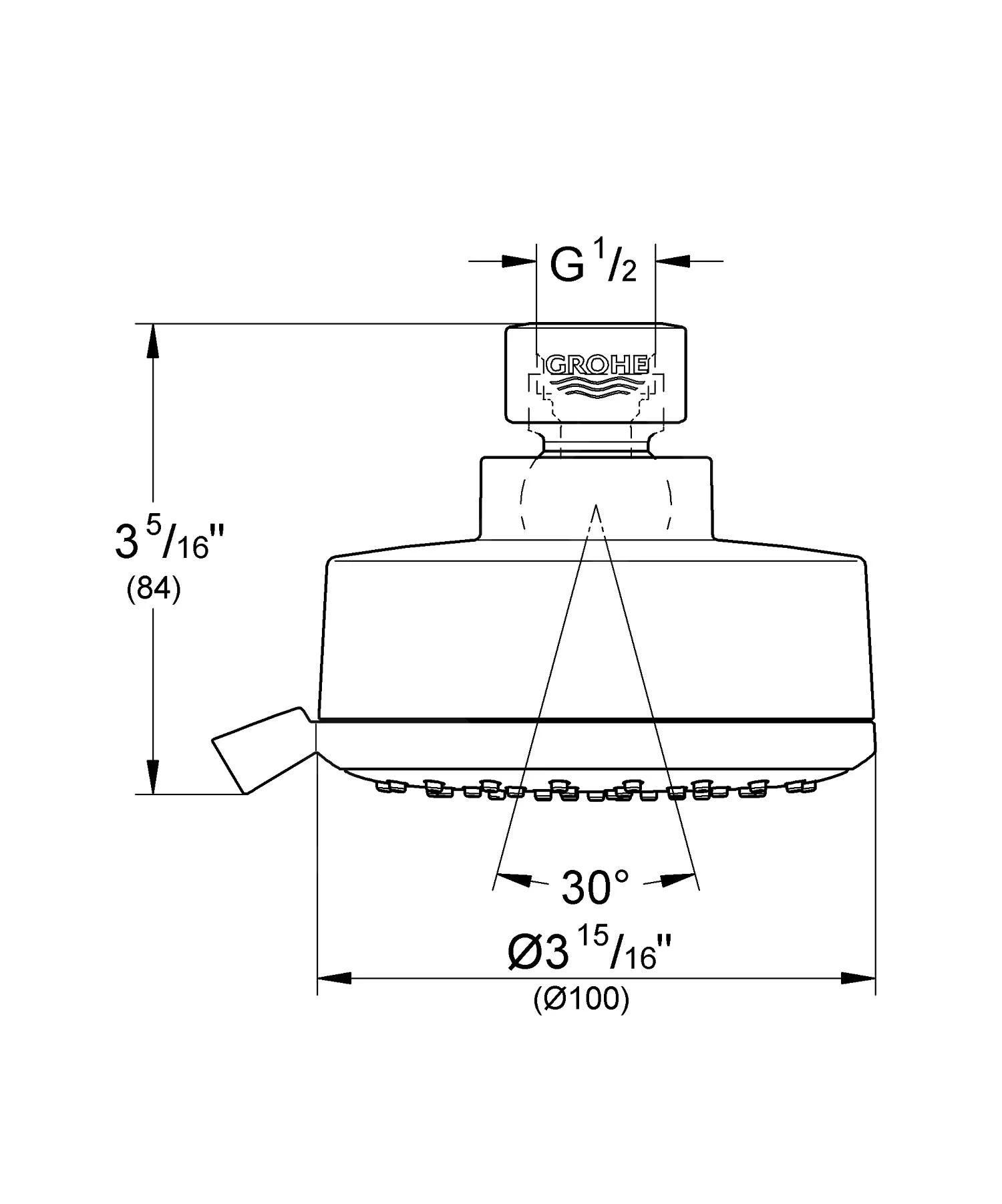 Grohe Tempesta Cosmopolitan - Hoofddouche 4jet, Chroom 26043001 - Afbeelding 2